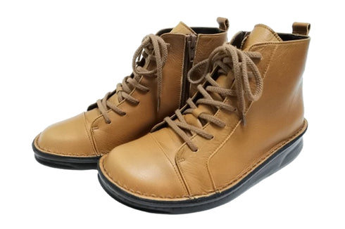 【インコルジェ 8674 ブラウン】靴紐ショートブーツ